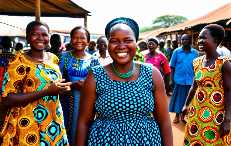 A professional photograph of an adult Malawian woman, radiating a warm, genuine smile. She is fully clothed in a vibrant, modest chitenge dress, showcasing beautiful traditional patterns. She is standing amidst a bustling, sunlit outdoor market in Lilongwe, surrounded by colorful fabric stalls and friendly faces in the background. The scene captures the lively atmosphere and community spirit of Malawi. Professional photography, high resolution, soft natural light, perfect anatomy, correct proportions, well-formed hands, proper finger count, natural pose, family-friendly, safe for work, appropriate content.