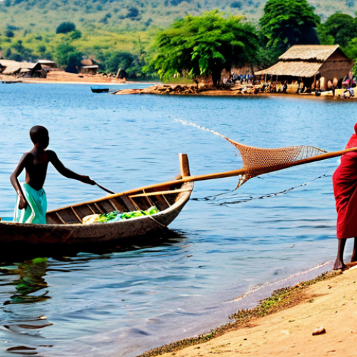 Home 28 Life on Lake Malawi**
"A vibrant lakeshore village scene on Lake Malawi, featuring local fishermen in modest clothing casting nets from traditional wooden boats, fully clothed, appropriate attire. In the background, women in colorful fabrics are washing clothes and collecting water. Children are playing safely near the shore. The scene is bathed in the warm light of the late afternoon. safe for work, family-friendly, perfect anatomy, correct proportions, natural pose, well-formed hands, proper finger count, natural body proportions, professional photography, high quality"
**