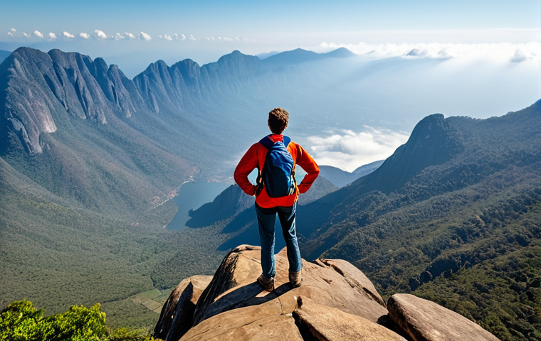 Mulanje Mountain Hiking**
"A professional photograph of a hiker, fully clothed in appropriate hiking gear, standing on a rocky outcrop on Mulanje Mountain, Malawi. Mist fills the valleys below, with a glimpse of Lake Malawi in the distance. The hiker is smiling and looking out at the view. Perfect anatomy, correct proportions, natural pose, well-formed hands, proper finger count, professional photography, high quality, safe for work, appropriate content, modest, family-friendly."
**