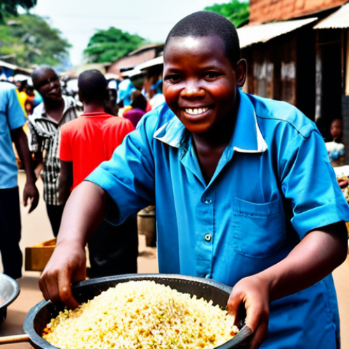 Home 25 Nasi Street Vendor**
"A bustling Malawi street scene, a vendor selling Nasi Mphala from a food stall, safe for work, appropriate content, fully clothed vendor, professional food photography, perfect anatomy, correct proportions, natural pose, family-friendly, well-formed hands, proper finger count, natural body proportions, high quality, modest clothing, appropriate attire."
**