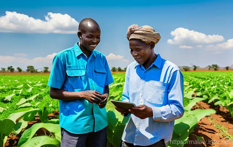 말라위의 IT 산업 발전 가능성 - A lively and heartwarming market scene in a rural Malawian village, illustrating the widespread adop... 말라위의 IT 산업 발전 가능성 - A lively and heartwarming market scene in a rural Malawian village, illustrating the widespread adop...