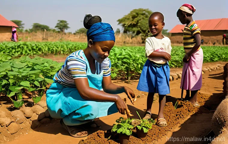 말라위에서 노숙자 및 사회 복지 현황 - **Prompt:** A poignant street scene in a bustling, yet humble Malawian city area, depicting the dail...