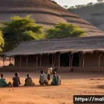 말라위에서의 수력 발전과 전기 공급 문제 - A wide shot of a large hydroelectric dam in a dry, dusty Malawian landscape. The reservoir behind th...